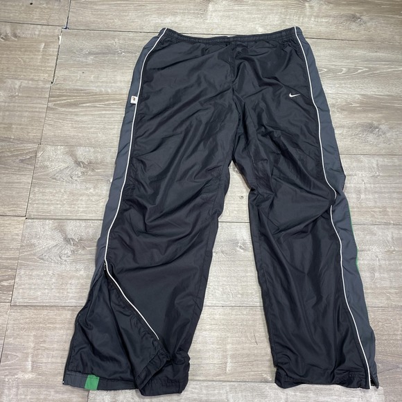 Nike Track Pants Men 2XL Black Green Mesh Lined Ankle Zip Swoosh Athletic Run - Picture 1 of 14